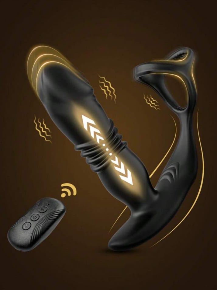 Remote Control Thrusting Anal Plug Vibrator with Telescopic Butt Plug Vibrator for Men